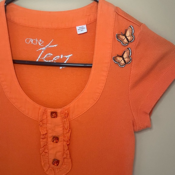 Y2K Butterfly Shirt Orange - Picture 2 of 4